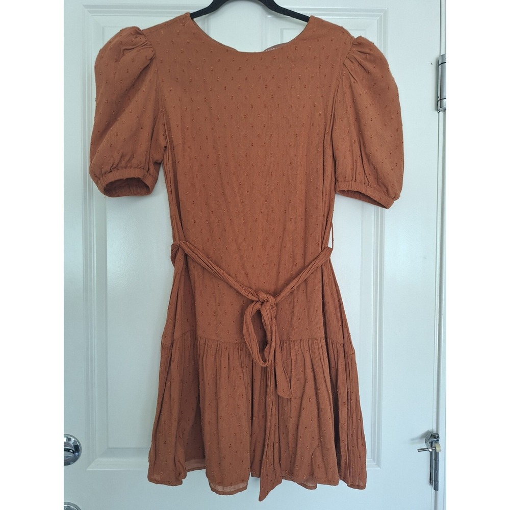 Jessakae Brown Mini Dress Ruffle Womens Size S